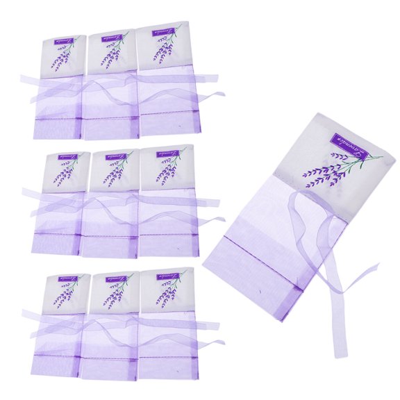 10 bolsitas vacías de lavanda con estampado floral, ideales para relajarse y dormir. Color lila claro.