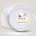 thumbnail image 1 of Berry Bloom Platos Circulares Reutilizables Premium Transparentes 50 piezas, Ideal para Bodas, Fiestas, Cenas, Calidad Resistente y Duradero (26 cm / 10.25"), 1 of 6