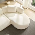 thumbnail image 4 of Modern Beige L-Shaped Sofa 134.6"W x 71.65"D x 26.77"H with PU Leather Base, 4 of 11