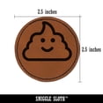 thumbnail image 2 of Smile Poop Face Emoticon 2.5" Faux Leather Round Engraved Iron-On Patch - Brown, 2 of 6