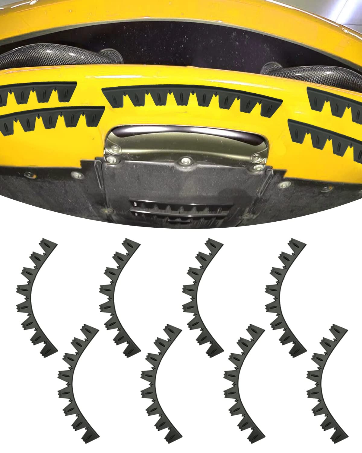 8Pieces Universal Front Bumper Scrape Guard Skid Plate for Lowered Cars Carbon Fiber Splitters