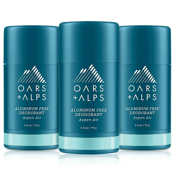 Oars Alps Aluminum Free Deodorant for Men and Women, Dermatologist Tested and Made with Clean Ingredients, Travel Size, Aspen Air, 3 Pack, 2.6 Oz Each