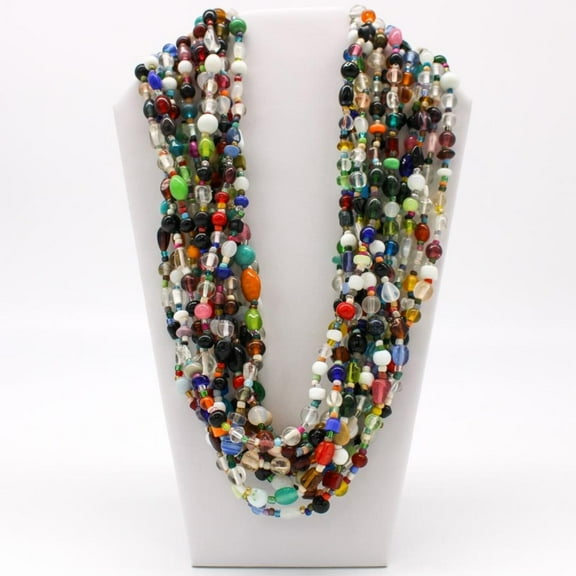 27" Multicolor Glass Bead Necklace (Dozen) - 12 Necklaces/1 Dozen
