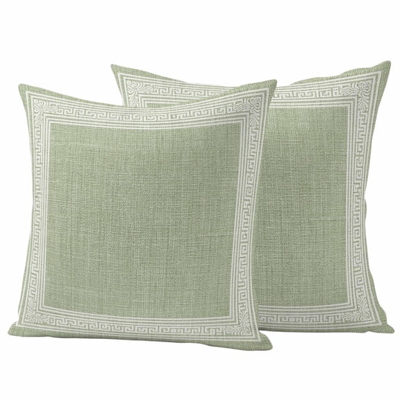 Outdoor Waterproof Pillow Covers Sage Green Linen Burlap Key Decorative Throw Pillow Protectors,Pillowcase Cushion Cases for Patio Sofa Garden Couch,16x16in,Pack of 2