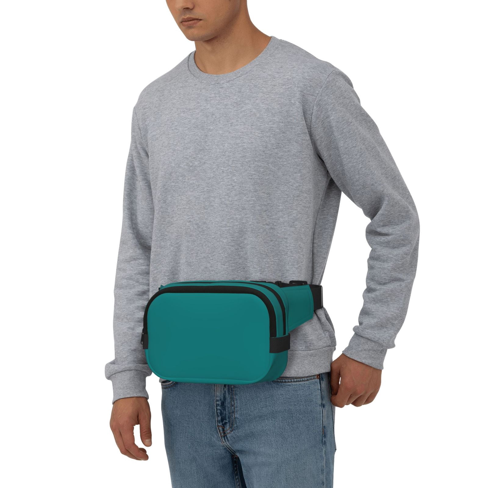Kuqiui Teal Print Fanny Packs for Women Cross Body Waist Bag Fashionable Fanny Pack Designer Workout Hiking Waist Pack Running Travel Gym