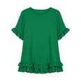 thumbnail image 2 of Babysbule Women Crew Neck Ruffle Flutter Short Sleeve Blouse Loose Fit Casual Top for Spring Summer Brunch Vacation Street Outfits, 2 of 5