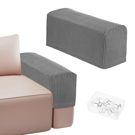 Uxcell Couch Arm Covers for 17.71 to 20" Length Sofa Armrest Anti-Slip Stretchy Slipcovers [Light Gray]