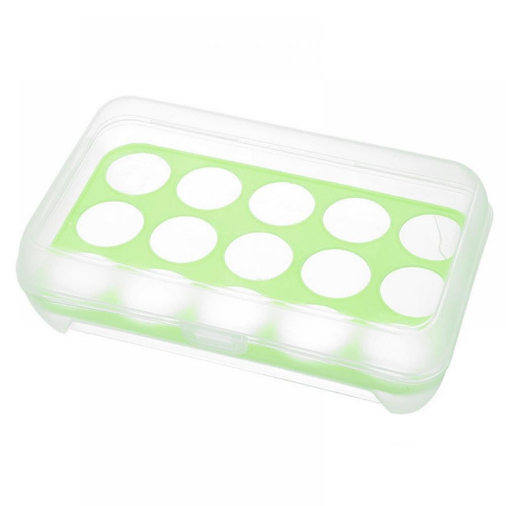 Egg Container, Refrigerator Deviled Egg Tray Carrier with Lid for 15