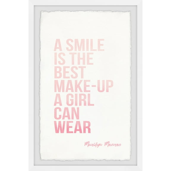 Marmont Hill A Smile Is The Best Make-Up A Girl Can Wear Framed Wall Art, 8.00" x 1.50"