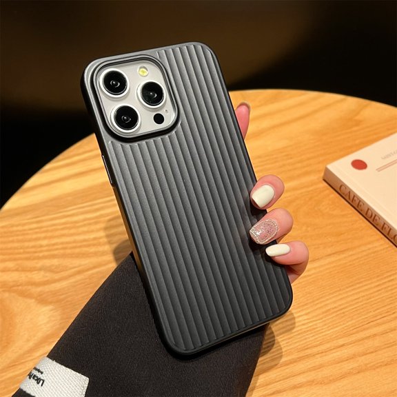 SaniMore Case for iPhone 13 Pro Max, Rugged Pc Corrugated Backplane Anti-slip, Shockproof Anti-fall Slim Lighhtweight Full Protective Stylish Shell for iPhone 13 Pro Max, Black