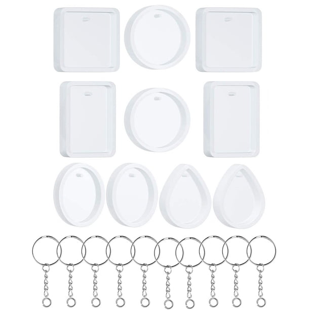 20 piezas de silicona DIY llavero colgante molde de silicona cristal epoxi molde con agujero