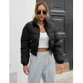 thumbnail image 4 of Women' s Cropped Quilted Puffer Jacket Outerwear Coats, 4 of 17