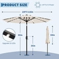 thumbnail image 2 of Garvee 10ft Solar LED Patio Umbrella, 32 Lights, 8 Sturdy Ribs, Crank Lift & Push Button Tilt, Beige, 2 of 7