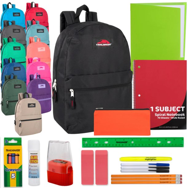 Mochila Trailmaker Bulk, paquete de 24 con material escolar para niños
