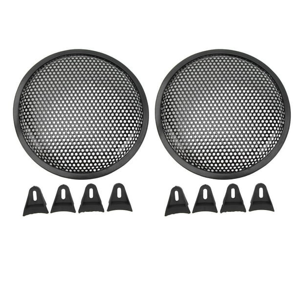 2 cubiertas para rejilla de altavoz de 8 pulgadas para coche, RV, color negro, de metal y hierro, para subwoofer.
