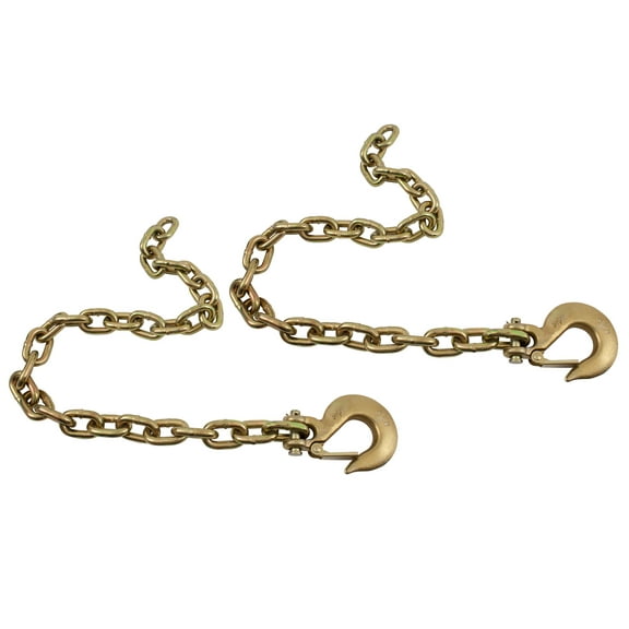 (2 Pack) 3/8" x 36" Trailer Safety Chains with Clevis Grab Hooks & Safety Clip | Grade 70 Binder Towing Trailer Chain