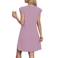 thumbnail image 7 of Noric Women's V Neck Striped Mini Dresses Ruffle Cap Sleeve with Pockets Relaxed Fit Casual Summer Lightweight Flowy Casual Dresses, 7 of 7
