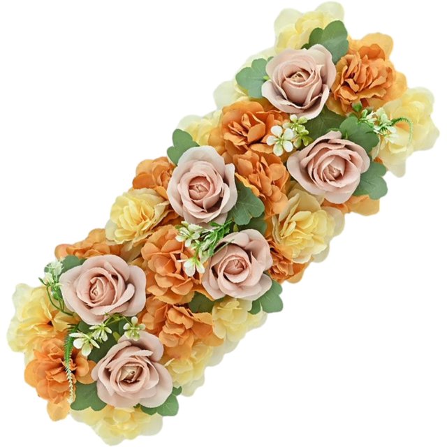 AVEKI 2PCS Flower Row, Wedding Arch Flowers, Artificial Floral Swags, Silk Roses Realistic Arch Corner, Faux Flower Row Arrangement Fake Combo for Wedding Reception Ceremony Centerpiece Table(#1) B0