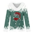thumbnail image 3 of MHFRRA Camiseta Informal de Manga Larga para Festividades, Suave, Cómoda y de Uso Diario, Blusa Holgada para Celebraciones de Temporada y Un Atuendo Acogedor. Verde Oscuro, 3 of 3
