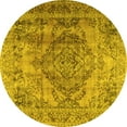 thumbnail image 1 of Ahgly Company Machine Washable Indoor Round Persian Yellow Traditional Area Rugs, 3' Round, 1 of 4