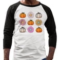 thumbnail image 2 of Fall Pumpkins and Flowers Three-Quarter Raglan Sleeve Baseball Shirt Unisex X-Large White/Black, 2 of 5