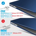 thumbnail image 4 of IBENZER Old Version (2010-2017 Release) MacBook Air 13 Inch Case (Models: A1466 / A1369), Plastic Hard Shell Case with Keyboard for Apple Mac Air 13, Navy Blue, W-A13-NVBL+1, 4 of 10