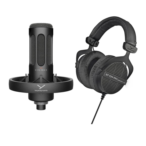 Auriculares de estudio beyerdynamic DT 990 PRO y micrófono PRO X M70