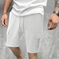 thumbnail image 4 of Mgmyaa Mens Cargo Shorts Casual Solid Color Lightweight Summer Drawstring Elastic Waist Outdoor Work Cargo Shorts with Multi Pockets, 4 of 6