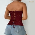 thumbnail image 3 of JASGOOD Corset Top for Women Textured Sheer Floral Lace Bustiers Cincher Lace-up Corset Overbust Top, 3 of 7
