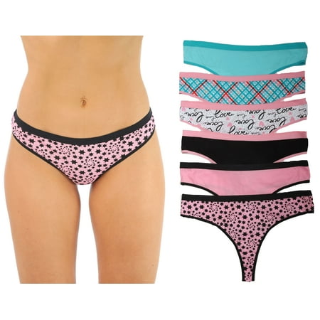 

Just Intimates New York Cotton Panties Underwear (Pack of 6) (Thong Group F 7 - Large)
