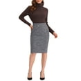 thumbnail image 2 of Allegra K Women's Classic Winter Pencil Tweed Skirt, 2 of 4