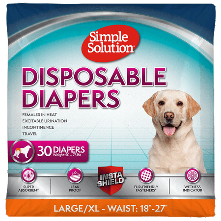 Simple Solution True Fit Disposable Dog Diapers for Female Dogs  L/XL  30 Ct.