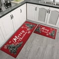 thumbnail image 3 of Set of 2 Christmas Kitchen Rugs Gingerbread Man Pine Branch Ball Kitchen Floor Mat Anti Fatigue Rugs for Kitchen Floorfor Bathroom Room (47x17+30x17 inches), 3 of 7
