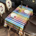 thumbnail image 2 of Colorful Striped Checkered Pattern Rectangle Tablecloth 60"x102",Waterproof Polyester Rectangle Table Cloth, Wipeable Spillproof Polyester Tablecloth for Dining, Camping, Indoor and Outdoor, 2 of 6