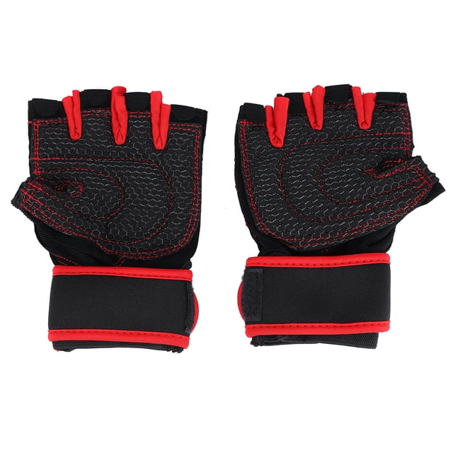 Levantamiento de pesas Guantes de gimnasio Entrenamiento Fitness Muñequera Entrenamiento Ejercicio Deportes (Rojo L)