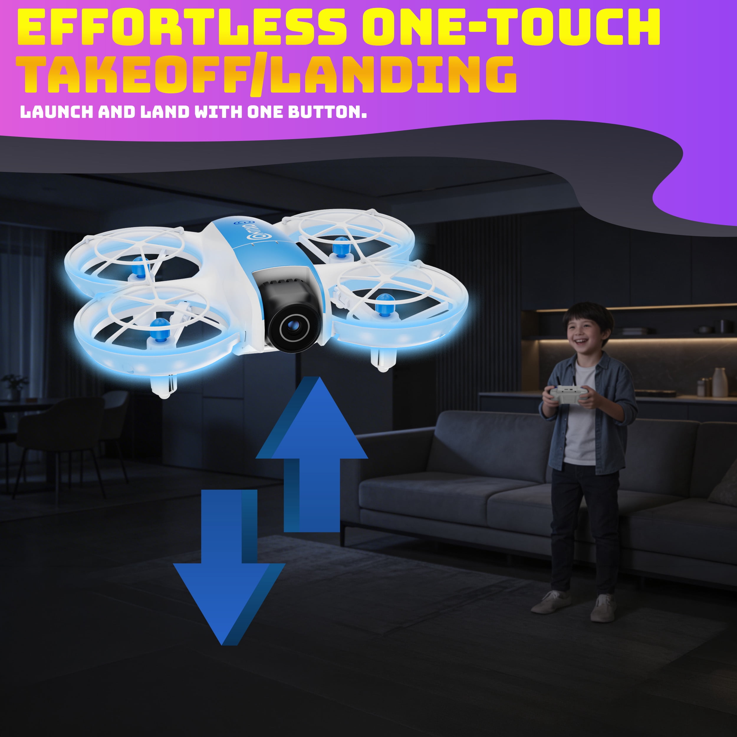 Contixo F15 Astro Mini Drone with 2.4" Screen Remote – Dual Camera, Live Video Display, Optical Flow Hover, One-Key Takeoff/Landing, 360° Stunts, 2 Batteries, Beginner Drone for Kids & Adults - Blue