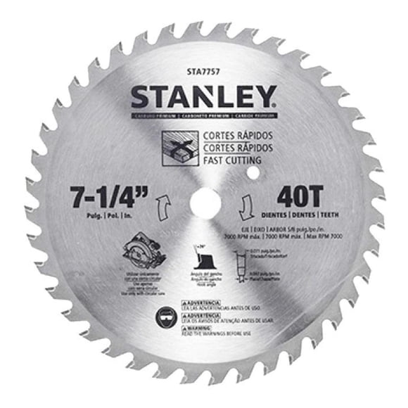 Disco Sierra Stanley 40 Dientes 7 1/4in Corte Madera STA7757