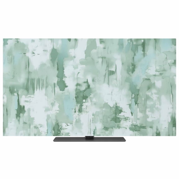 Green Abstract TV Dust Cover,Stretchable TV Screen Desktop Computer Protector Cover,Modern Oil Painted Art Contemporary Television Dustproof Slipcover for 4850 Inch Flat or Curved TVs