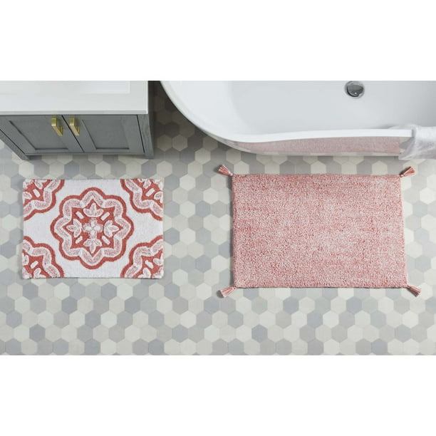 Better Homes & Gardens Medallion Bath Rug Set, 2 Pieces, Coral