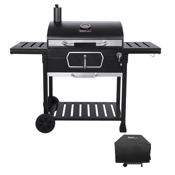 Royal Gourmet CD2030AC Deluxe 30-Inch Charcoal Grill with Cover, BBQ Smoker Picnic Camping Patio Backyard Cooking, Black