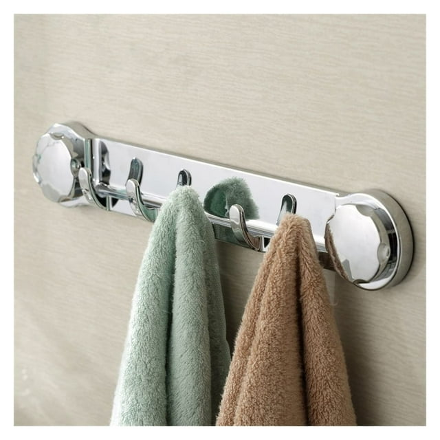 Toallero de ventosa de baño de 5 ganchos, ganchos de plástico montados en la pared de alta resistencia, soporte adhesivo sin taladro para el dormitorio de la cocina, organizador de ABS