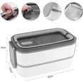 thumbnail image 4 of Fiambrera, Aislamiento Caja de Almuerzo, Topper para Lunch de Acero Inoxidable, Lonchera con Toppers de Doble Capa con Asa, Cubiertos, Compartimentos, Para Microondas (Blanco), 4 of 4