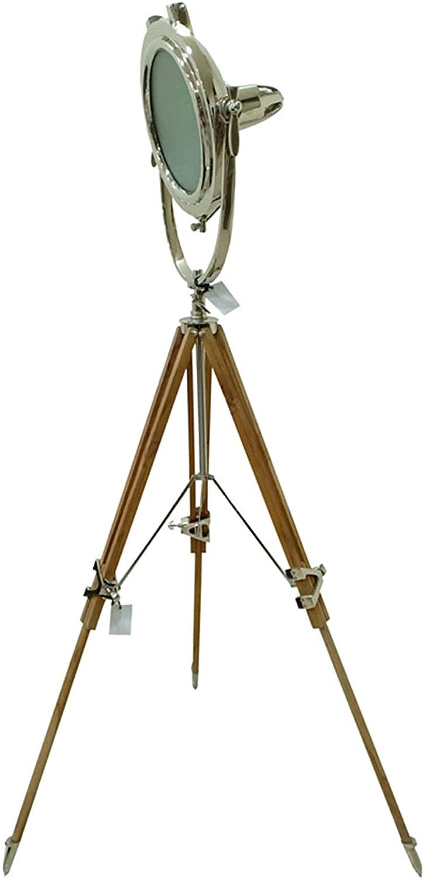 Thor Vintage Industrial Chrome Nautical Spotlight Tripod Floor Lamp - 65" Tall, Adjustable