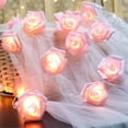 thumbnail image 3 of Guirnalda de luces LED a batería con patrón de flores rosas, diámetro de 6 cm, PE (polietileno), rosa, 3 m 20 LED, 3 of 5