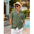 thumbnail image 3 of Coshow Men's Cotton Linen Shirts Short Sleeve Hawaiian Floral Button Down Beach Shirt Casual Holiday Shirts, 3 of 4