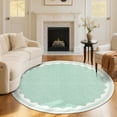 thumbnail image 2 of HOMERRY Washable Scalloped Print Area Rug for Living Room Non Slip Indoor Carpet Geometric Bordered Throw Rugs, Round 4' x 4' Green, 2 of 5
