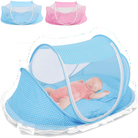 Portable Foldable Baby Mosquito Travel Net Tent Crib Cradle w/ Pillow Mattress Music Box for 0-3