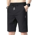 thumbnail image 2 of Xioeram Men Summer Casual Shorts Elastic Drawstring Waist Straight Wide Leg Shorts Pockets Design Ice Silk Solid Color Sport Shorts, 2 of 7