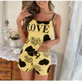 thumbnail image 5 of Ropa de dormir de verano con estampado de corazón para mujer, Top y pantalones cortos, ropa de dormir nocturna, pijama, 2 uds., un conjunto, Top cómodo con pantalones cortos, 5 of 5