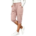 thumbnail image 5 of Capris Pants for Women Plus Size Beach Vacation Casual Loose 7/8 Length Pants with Pockets Summer High Waisted Drawstring Pants, 5 of 8